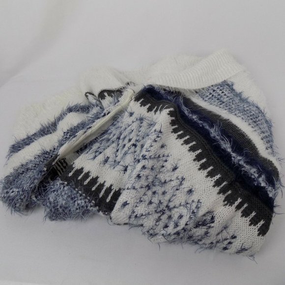 G.H. Bass Co Women Size M Sweater Blue Gray White 1 Button Cardigan Cowl Neck - Picture 8 of 8